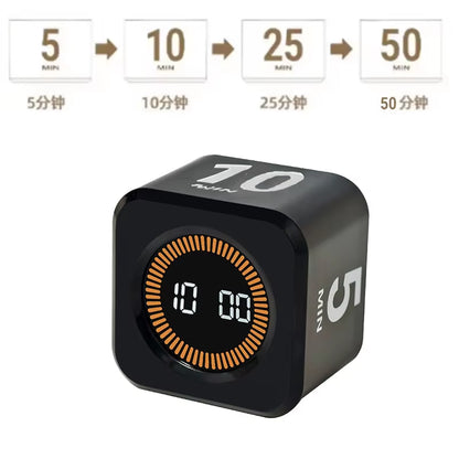 Productivity Timer Productivity Cube Timer Gravity Sensor LED Display 4 Preset Time Kids Time Management Kitchen Countdown Timer