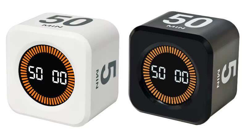 Digital Visual Timer Gravity Sensor Flipping LED Display 4 Preset Time Rechargeable Mini Cube Timer for Cooking Study Shower