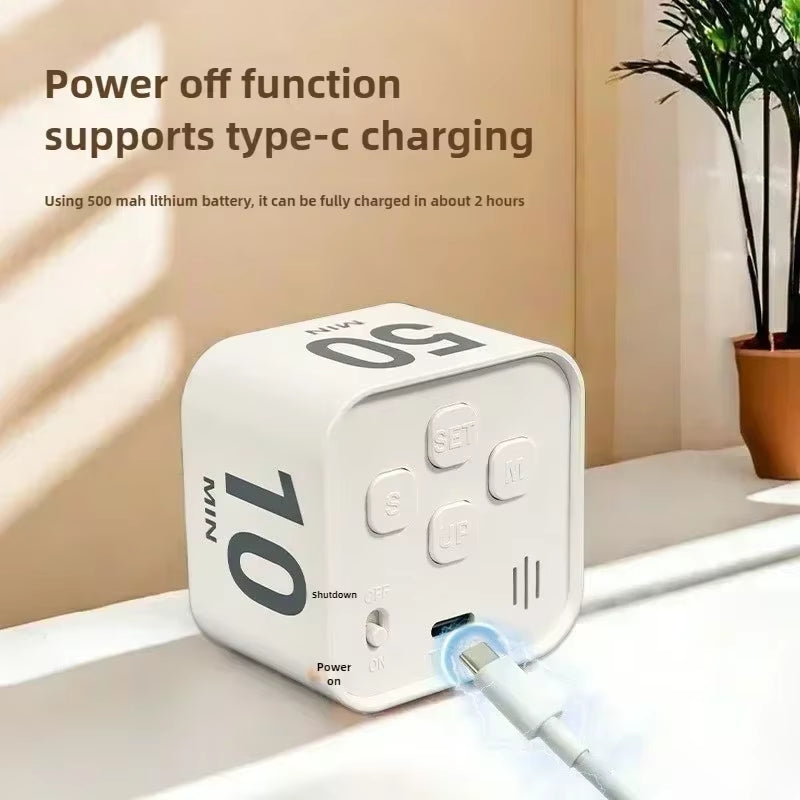 Productivity Timer Productivity Cube Timer Gravity Sensor LED Display 4 Preset Time Kids Time Management Kitchen Countdown Timer