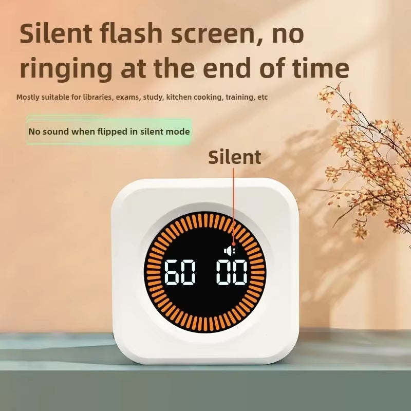 Productivity Timer Productivity Cube Timer Gravity Sensor LED Display 4 Preset Time Kids Time Management Kitchen Countdown Timer