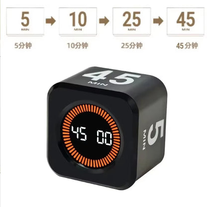 Productivity Timer Productivity Cube Timer Gravity Sensor LED Display 4 Preset Time Kids Time Management Kitchen Countdown Timer